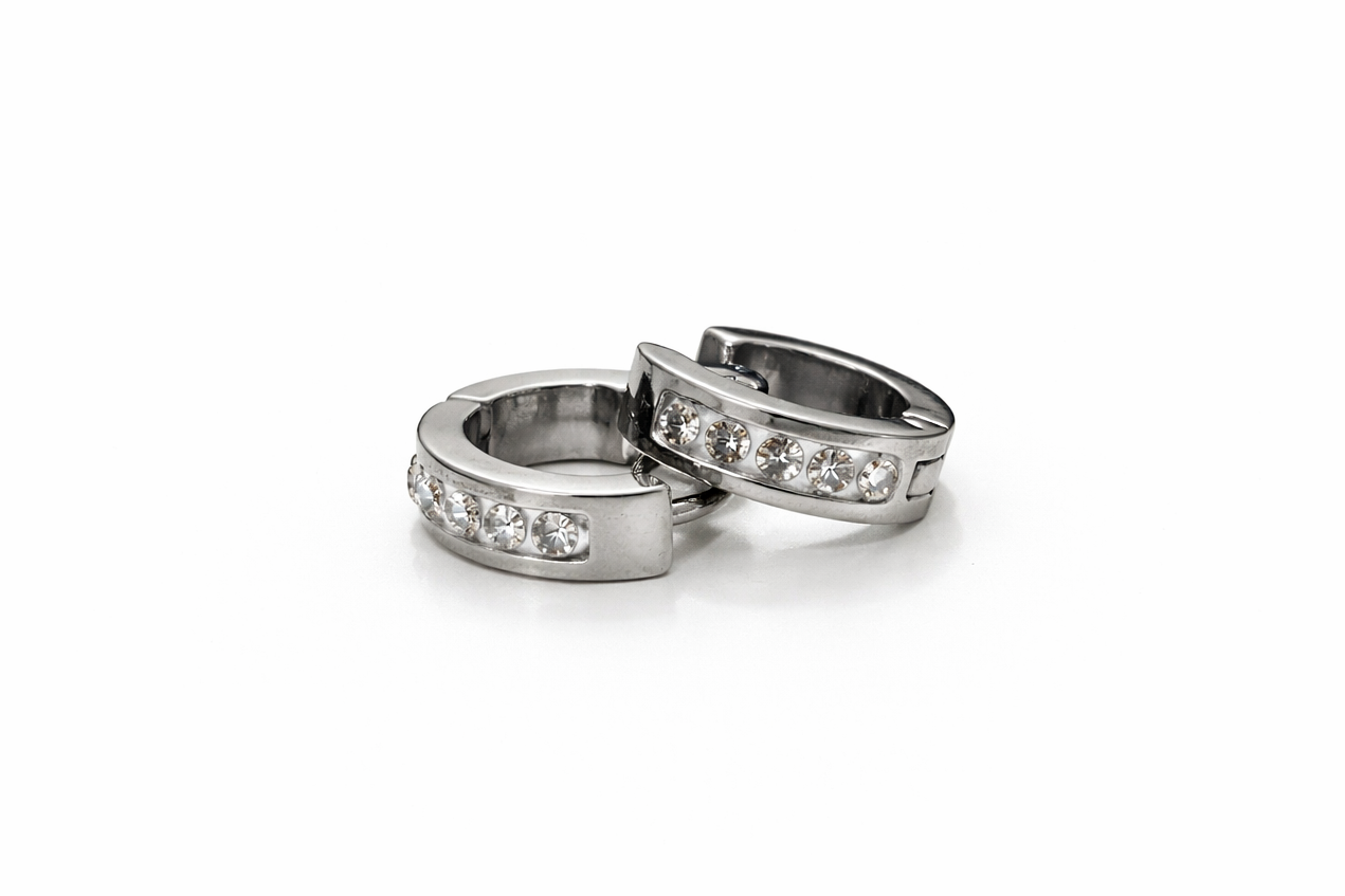 RHINESTONE HUGGIE HOOP