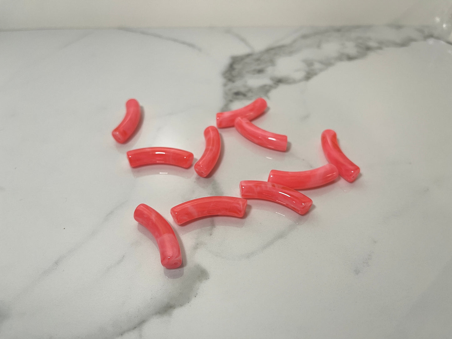 32mm Acrylic Tube/Curved Beads - Marble