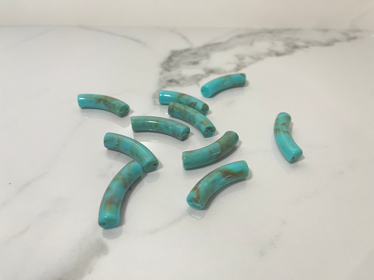 32mm Acrylic Tube/Curved Beads - Marble